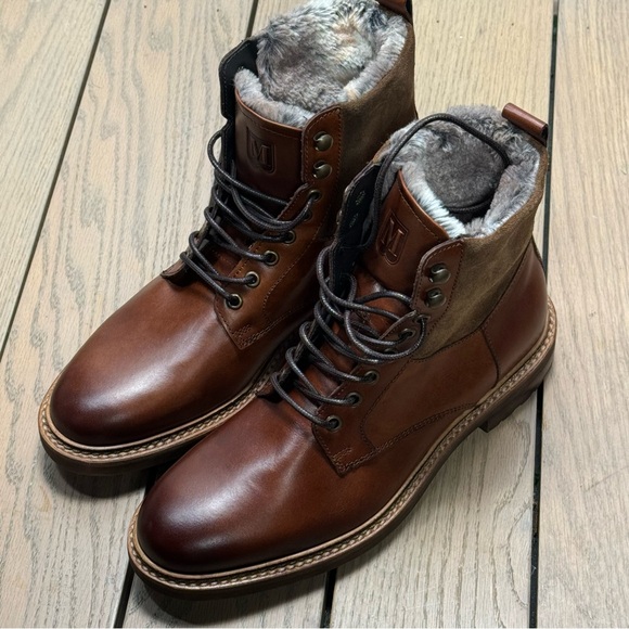 New! Bruno Magli Cerone Leather Suede Faux Fur Lined Size 7 1/2 M DD314A MB1C - Picture 2 of 10